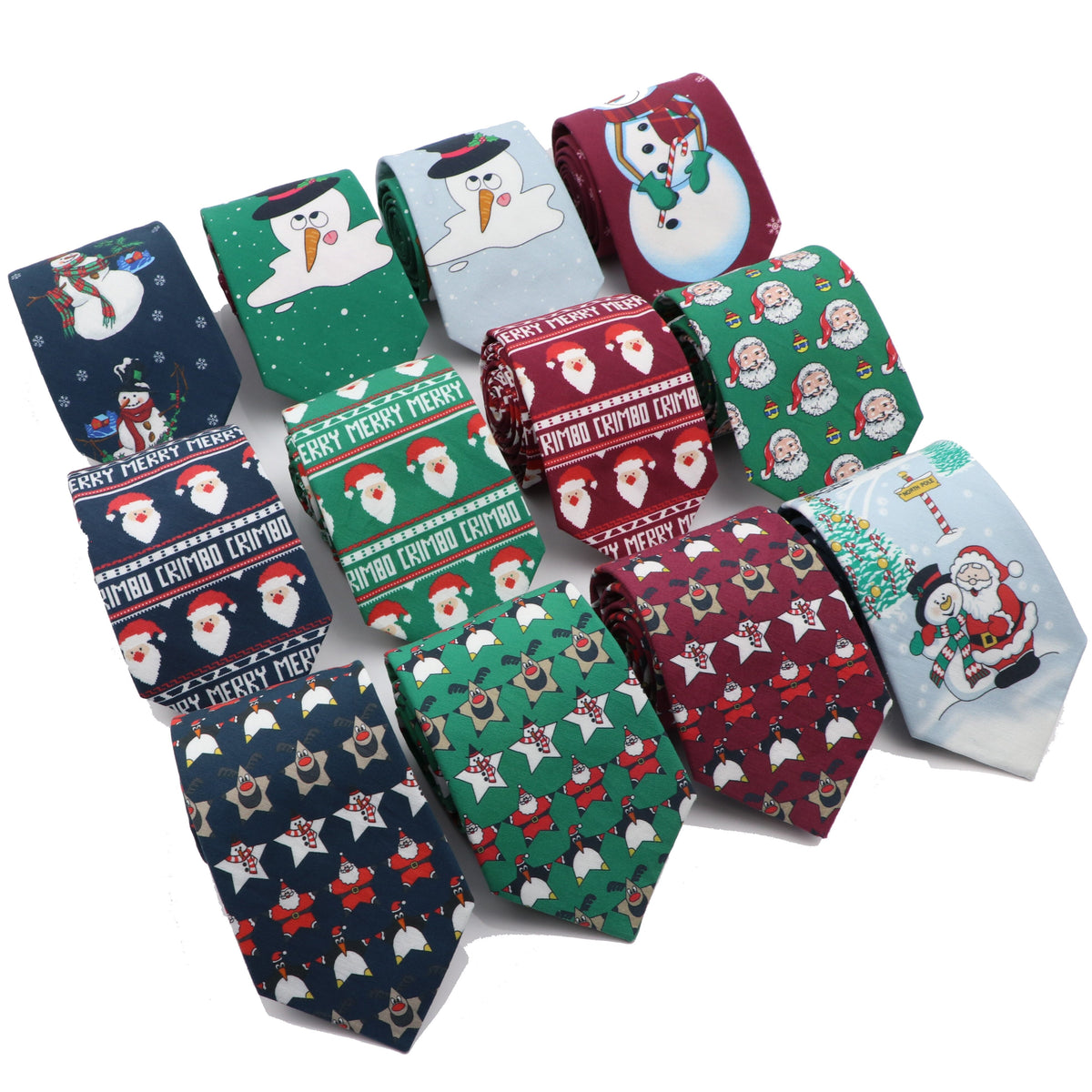 HOWAF Lot 3 Cravates Noël Fantaisie Homme - Motifs Arbre De Noël, Canne Sucre, Père Noël - Accessoire Fête Humoristique