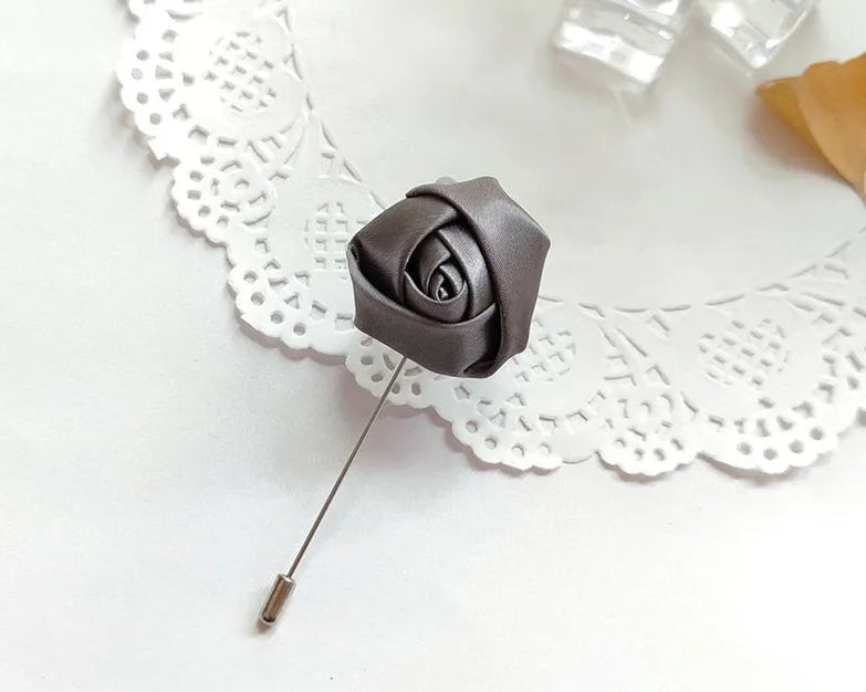 Boutonnière de Mariage Ruban Anthracite
