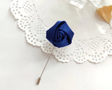 Boutonnière de Mariage Ruban Bleu Royal