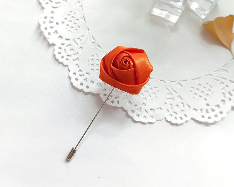 Boutonnière de Mariage Ruban Orange