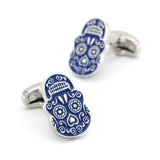 Boutons de manchette crâne mexicain bleu