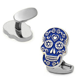 Boutons de manchette crâne mexicain bleu