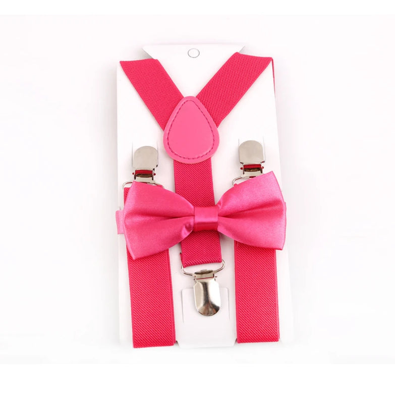 Bretelles et nœud papillon pour enfant fuchsia