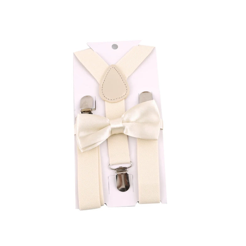 Bretelles et nœud papillon pour enfant ivoire