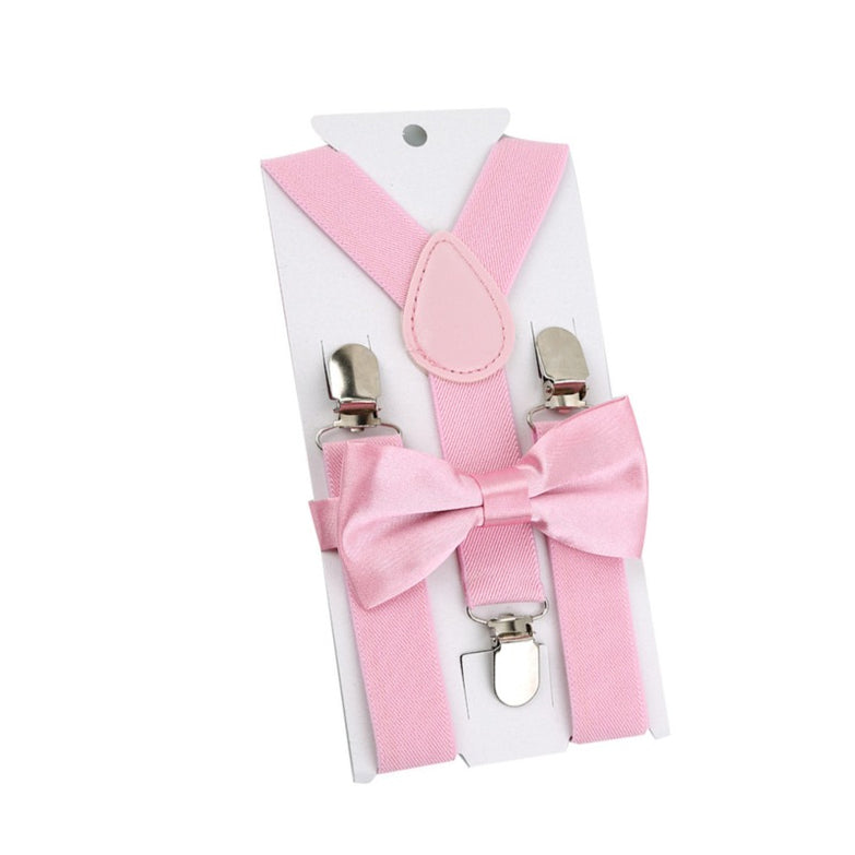 Bretelles et nœud papillon pour enfant rose