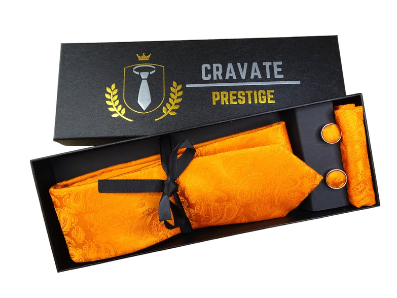 Coffret Cravate Pack Prestige Orange Paisley