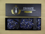 Coffrets Cravate Pack Prestige Bleu à Fleurs Blanche