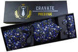 Coffrets Cravate Pack Prestige Bleu à Fleurs Blanche