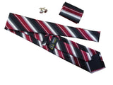 Coffrets Cravate Pack Prestige Bordeaux à Rayures Noire et Blanche