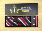 Coffrets Cravate Pack Prestige Bordeaux à Rayures Noire et Blanche