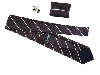 Coffrets Cravate Pack Prestige Marron à Rayures Blanche