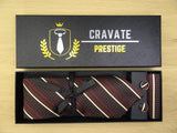 Coffrets Cravate Pack Prestige Marron à Rayures Blanche