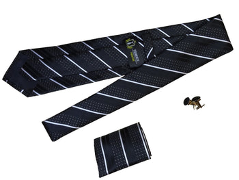 Coffrets Cravate Pack Prestige Noire à Rayures Blanche