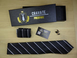 Coffrets Cravate Pack Prestige Noire à Rayures Blanche