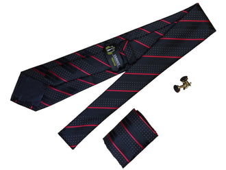 Coffrets Cravate Pack Prestige Noire à Rayures Fuchsia