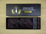 Coffrets Cravate Pack Prestige Noire à Rayures Fuchsia