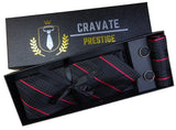 Coffrets Cravate Pack Prestige Noire à Rayures Fuchsia