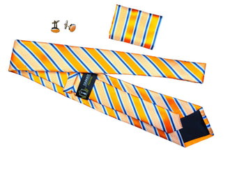 Coffrets Cravate Pack Prestige Orange à Rayures Bleu