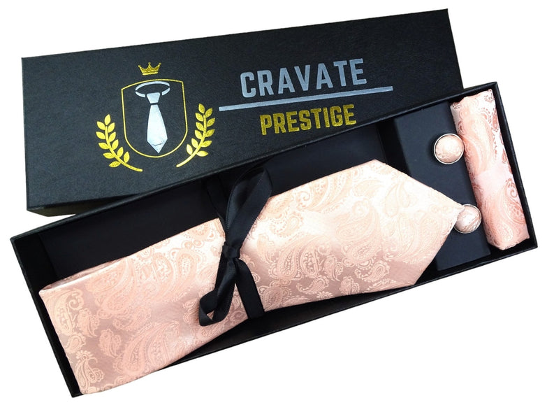 Coffrets Cravate Pack Prestige Rose Pale Paisley