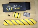 Coffrets Pack Prestige Cravate Jaune à Rayures Bleu