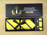 Coffrets Pack Prestige Cravate Jaune à Rayures Bleu
