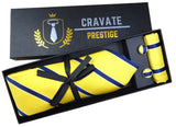 Coffrets Pack Prestige Cravate Jaune à Rayures Bleu