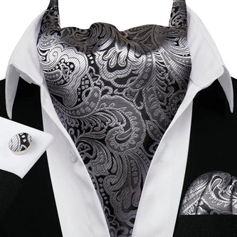 Cravate Ascot Grise Paisley