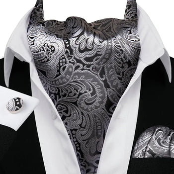 Cravate Ascot Grise Paisley