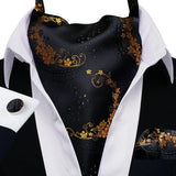 Cravate Ascot Noir a Fleurs Or