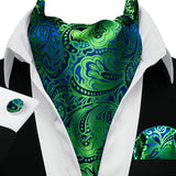 Cravate Ascot Verte et Bleu Paisley