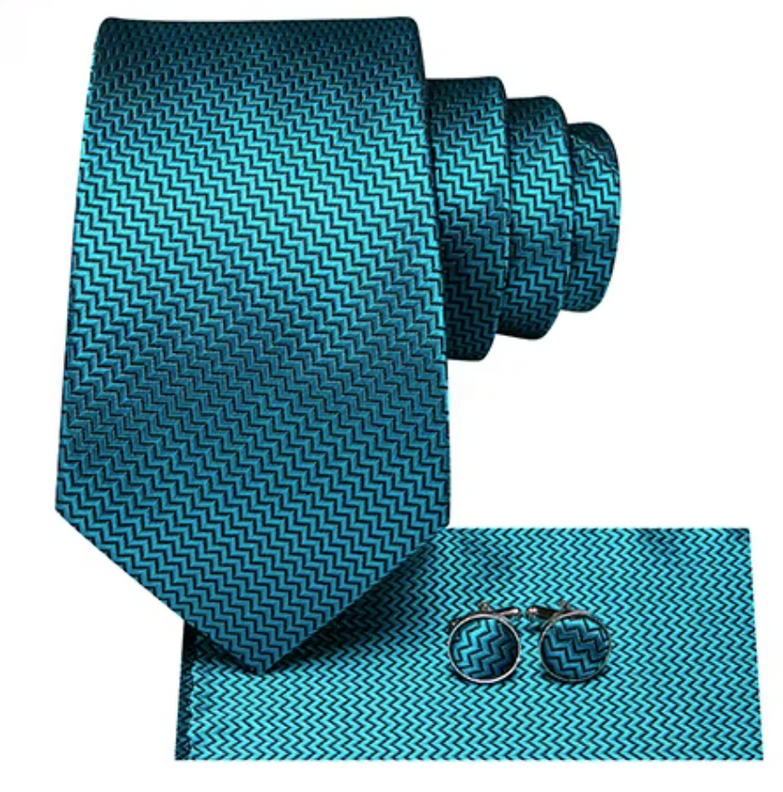 Cravate Bleu Turquoise a Chevrons