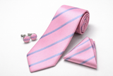 Cravate Bleu et Rose Rayée Pack Prestige