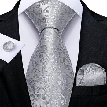 Cravate Fleurs Grise Prestige Pack Prestige