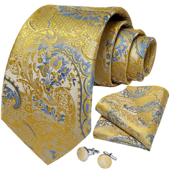 Cravate Jaune et Bleu Paisley