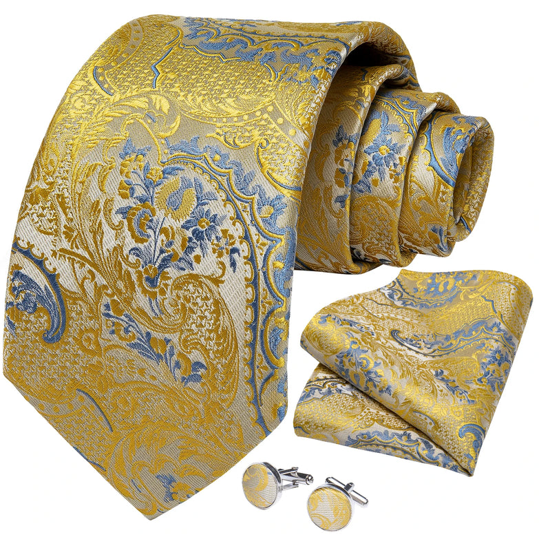 Cravate Jaune et Bleu Paisley