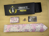 Cravate Pack Prestige Argent et Rose Floral