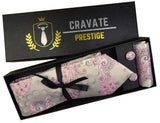 Cravate Pack Prestige Argent et Rose Floral