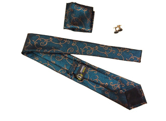 Cravate Pack Prestige Vert et Or Paisley