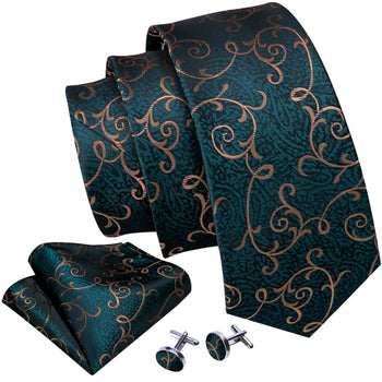 Cravate Pack Prestige Vert et Or Paisley