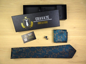 Cravate Pack Prestige Vert et Or Paisley