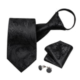 Cravate Pré Nouée Noire Paisley