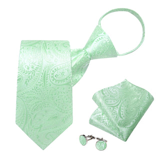 Cravate Pré Nouée Vert Pastel Paisley