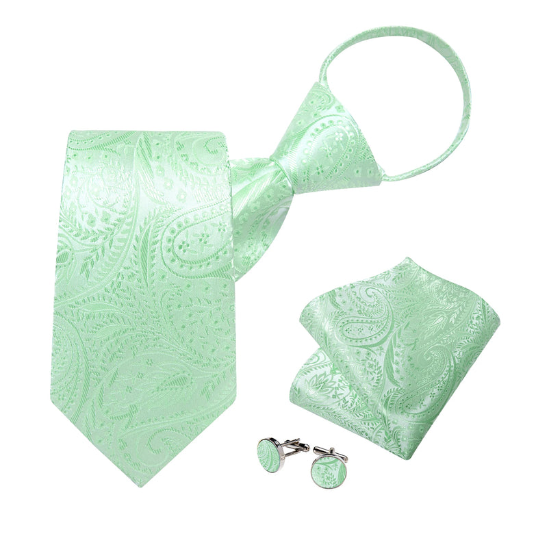 Cravate Pré Nouée Vert Pastel Paisley