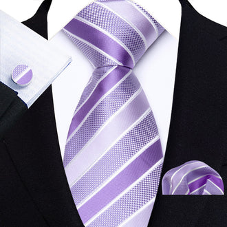 Cravate Violette et Lavande Rayée Pack Prestige