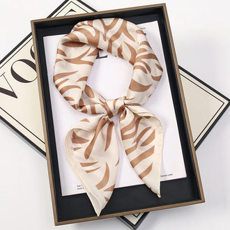 Foulard en Soie Beige et Marron
