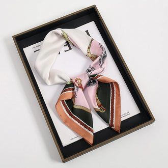 Foulard en Soie Rose et Blanc