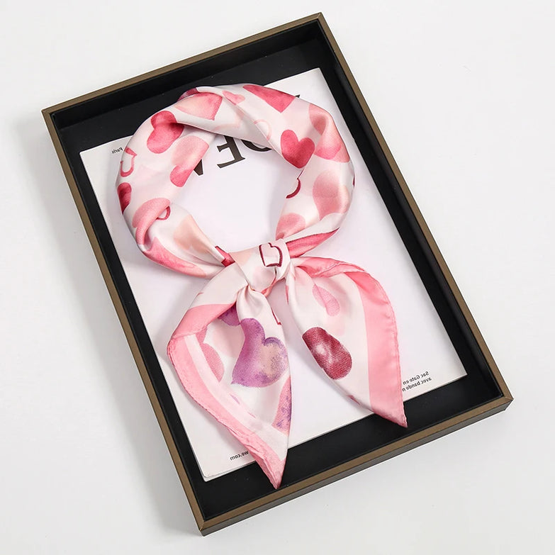 Foulard en Soie Rose et Blanc Love