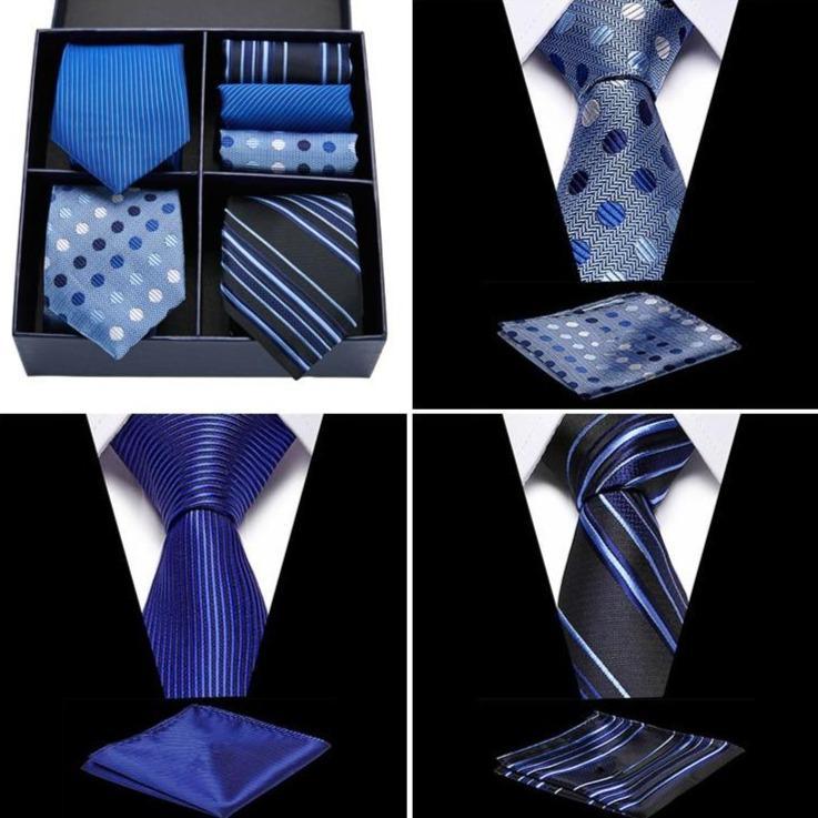 Coffret de Cravates Trio Bleu à Motifs - Cravate Prestige