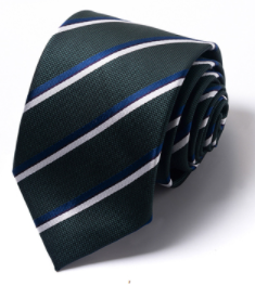 Cravate Rayée Vert Foncé en Soie