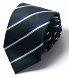 Cravate Rayée Vert Foncé en Soie